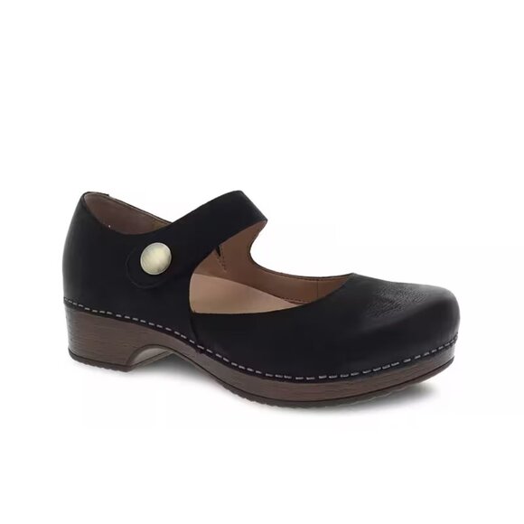 Dansko Beatrice Black Leather Mary Jane Comfort Clogs Women’s 41 (10.5-11) Round - Picture 1 of 10